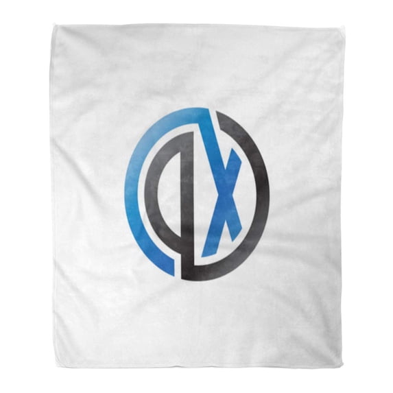 ASHLEIGH Flannel Throw Blanket Alphabet Abstract Dx Initial Letters Linked Circle Blue Black Soft for Bed Sofa and Couch 58x80 Inches