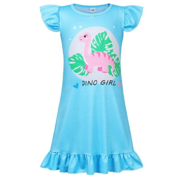 Jurebecia Girls Unicorn Nightgowns Soft Nightgown Flutter Short Sleeves Nightdress Nightie Dress Sleepwear Pajamas for Little Girls 120 cm 5-6 Years