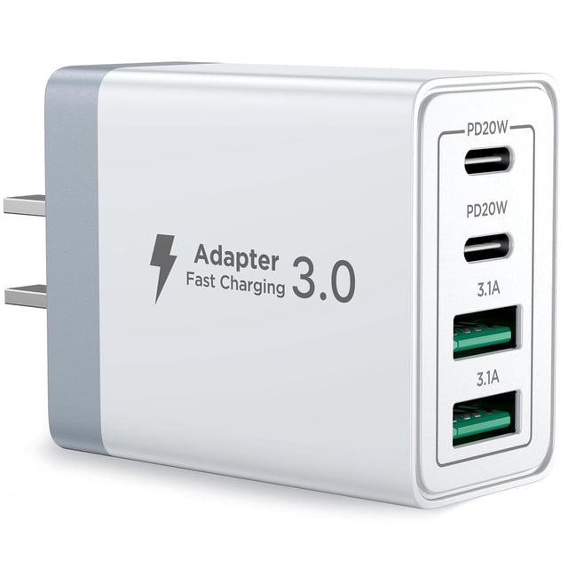 Cargador USB C Aioneus Cargador rápido de 4 puertos y 40 W, color blanco