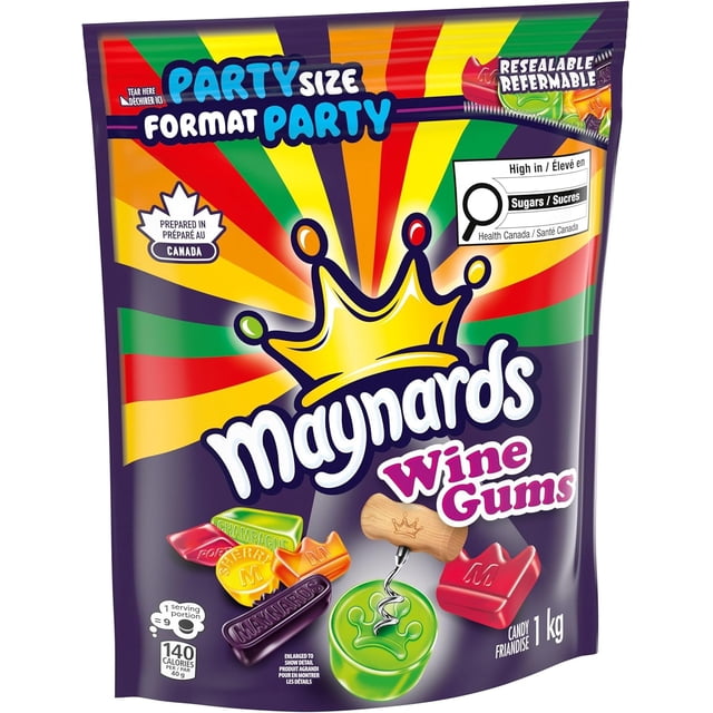 Maynards Wine Gums, Classic Assorted Fruit Flavored Chewy Candy, Authentic British-Style Confectionery, Bulk 1kg (2.2 lbs) Bag