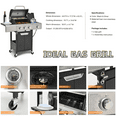 thumbnail image 4 of Syngar 40,500 BTU Propane Gas Grill with Side Burner, 3-Burner Outdoor BBQ Grill with 287 sq.in. Main Cooking Area, Stainless Steel Construction, Side Shelf & Lockable Casters, 4 of 8