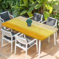 thumbnail image 2 of Yellow Ombre Table Cloths for 4 Foot Rectangle Tables, Modern Abstract Art Abstract Patio Waterproof Elastic Fitted Tablecloths, Washable Rectangular Table Cover for Camping, 2 of 8