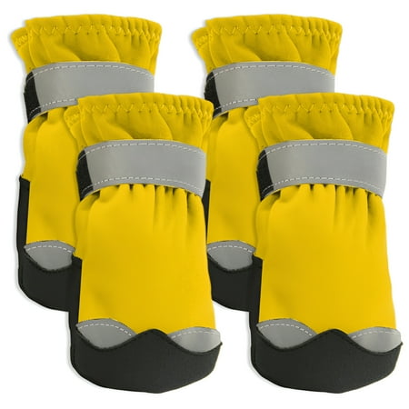 TELOLY 4Pcs Dog Shoes Cushioned Sole Dog Boots Ultimate Comfort Dog Shoes Large Size Dogs Yellow 2.6in