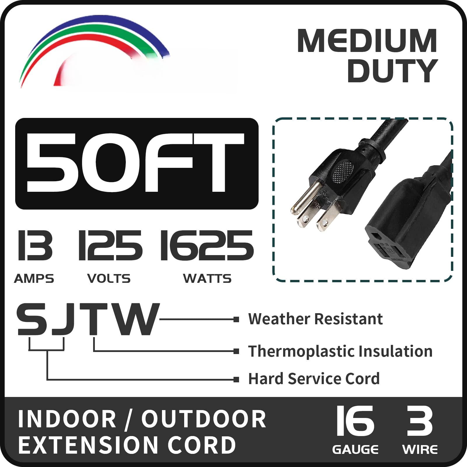 Extension Cord Black 50FT Standard