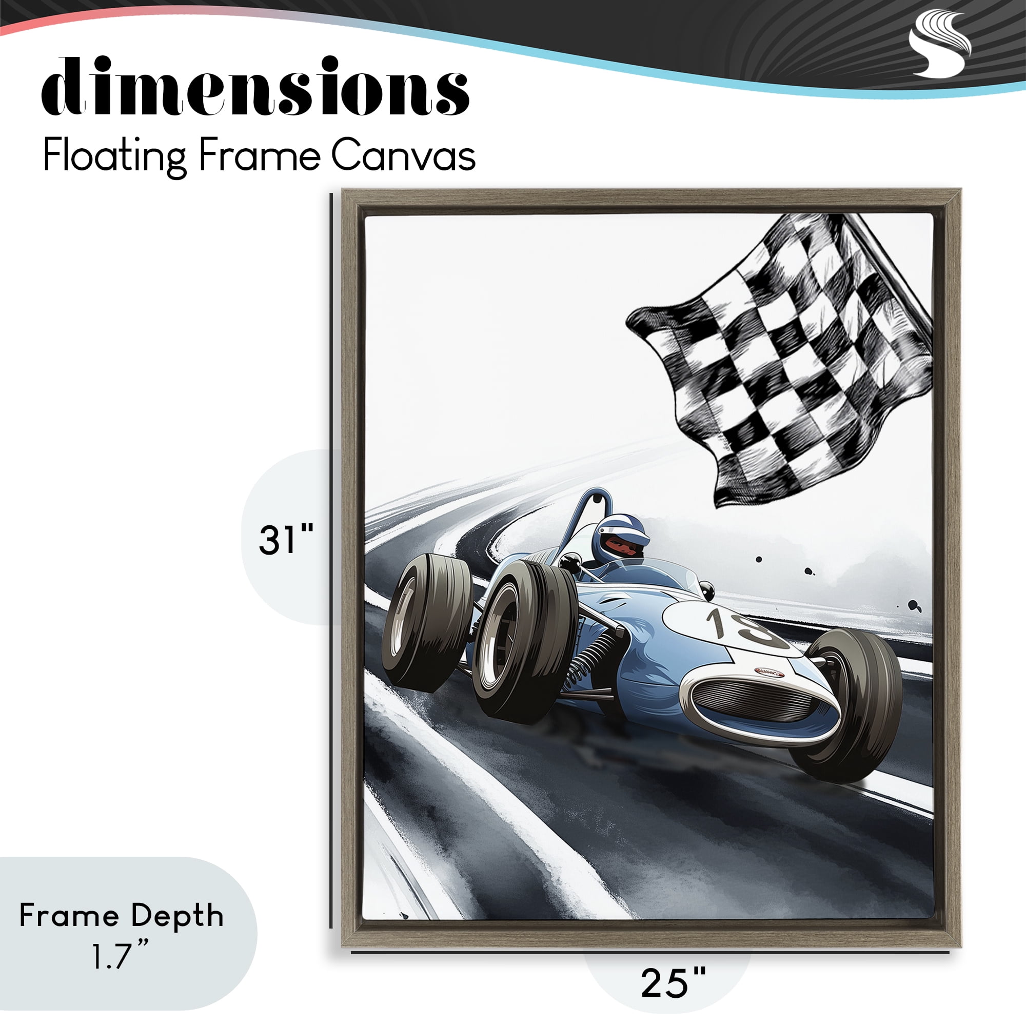 Stupell Industries Dynamic Racecar Driving Brown Framed Floater Canvas Wall Art, design by Christine Simpson Art
