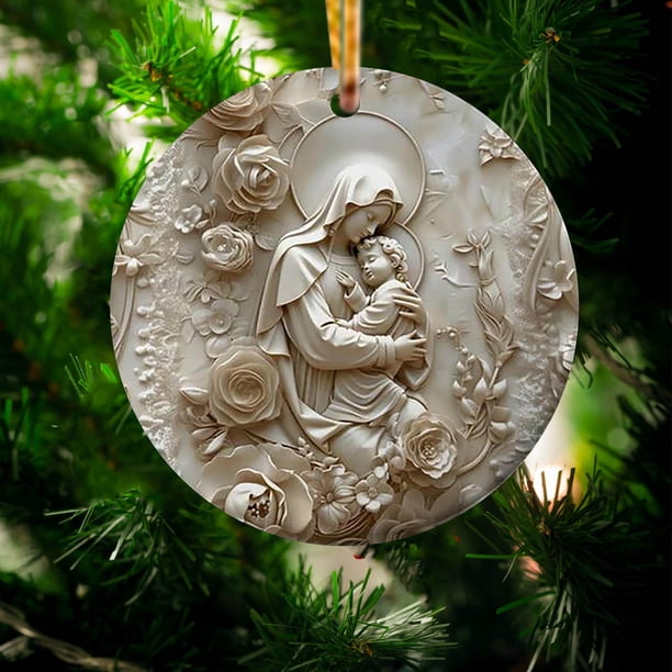 2024 Christmas Stereoscopic Vision Birth Blessing Pendant 3 D Effect Birth Acrylic Car Hanging Ornaments