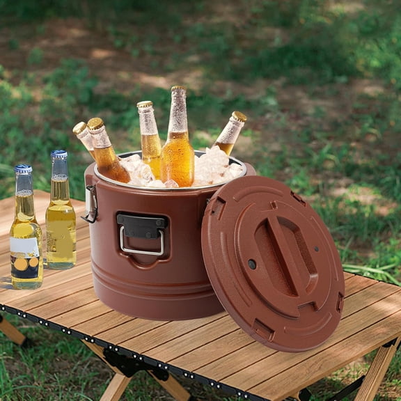 Soup Kettle Warmer, Brown 7.9 Gallon Countertop Food Kettle Warmer with Lid and Detachable Stainless Steel Insert Pot, Hot or Cold Commercial Soup Container for Restaurant, Party, Buffet