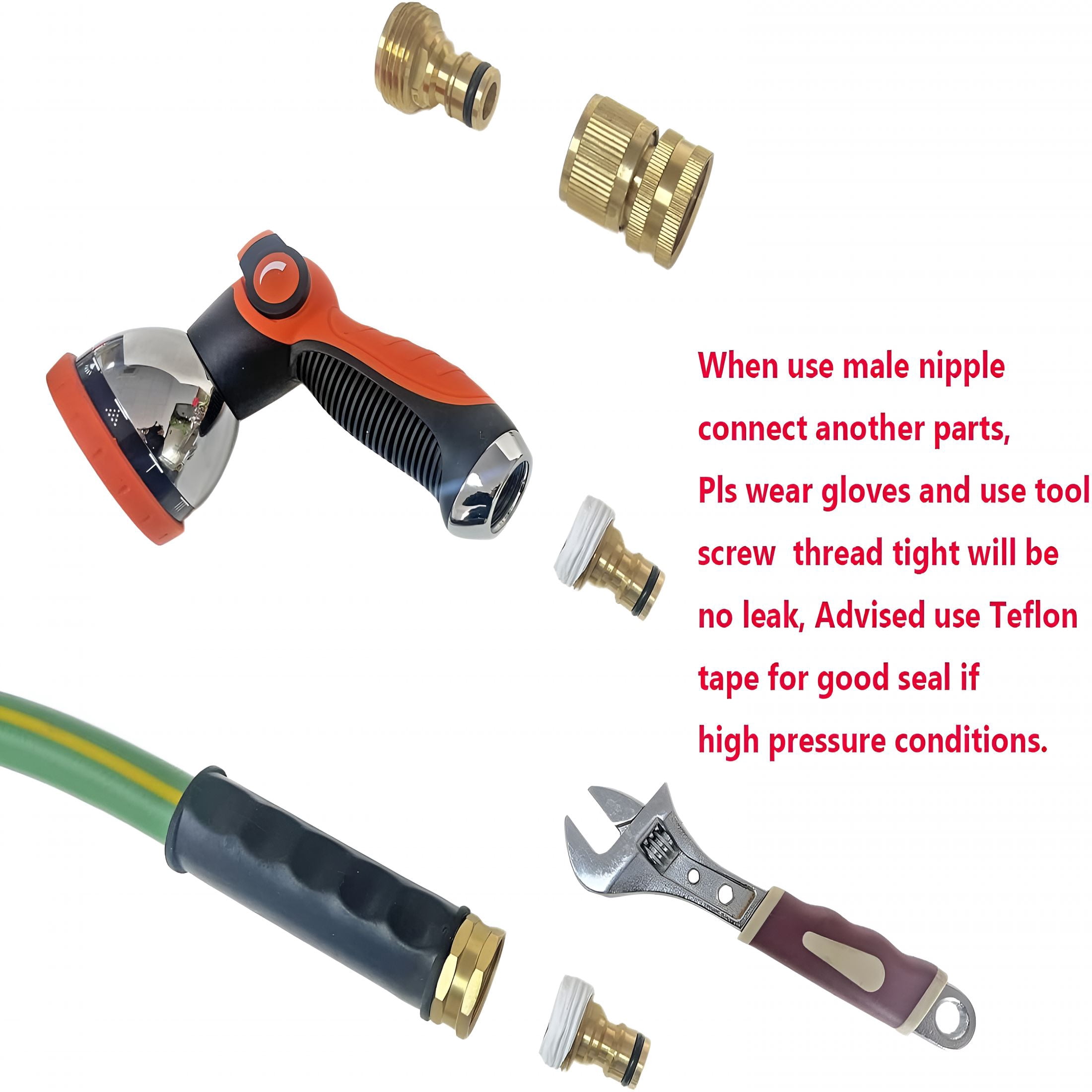 ZHZFKQ Garden Hose Quick Connect Solid Brass Quick Connector Garden Hose Fitting Water Hose Connectors 3/4 inch GHT (3 SETS)