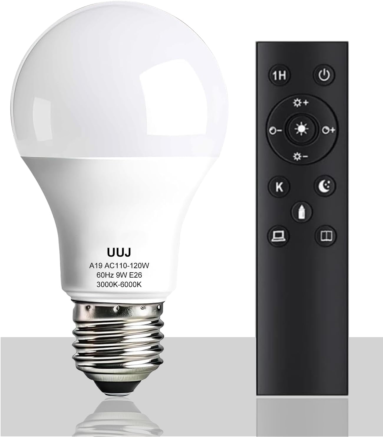 LXYWXS-Dimmable A19 LED Bulb with Remote Control,800LM 9W Bright Led Light Bulbs,3000-6000K Adjustable Color Temperature Lamp Bulb with E26 Base,Timing,Memory Function,LED Light for Bedroom Livingroo