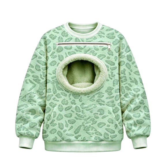 CAIVO Leopard Print Men Women Unisex Pet Pouch Hoodie Cat Sweatshirt with Zipper Pouch Pocket for Dogs Long Sleeve Tops