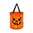 thumbnail image 2 of Kearding Cubo reutilizable para dulces de Halloween con bonito estampado de calabaza, luz LED, cesta para bolsa de dulces de calabaza de Kits de decoración para fiestas naranja rojo 2, 2 of 6