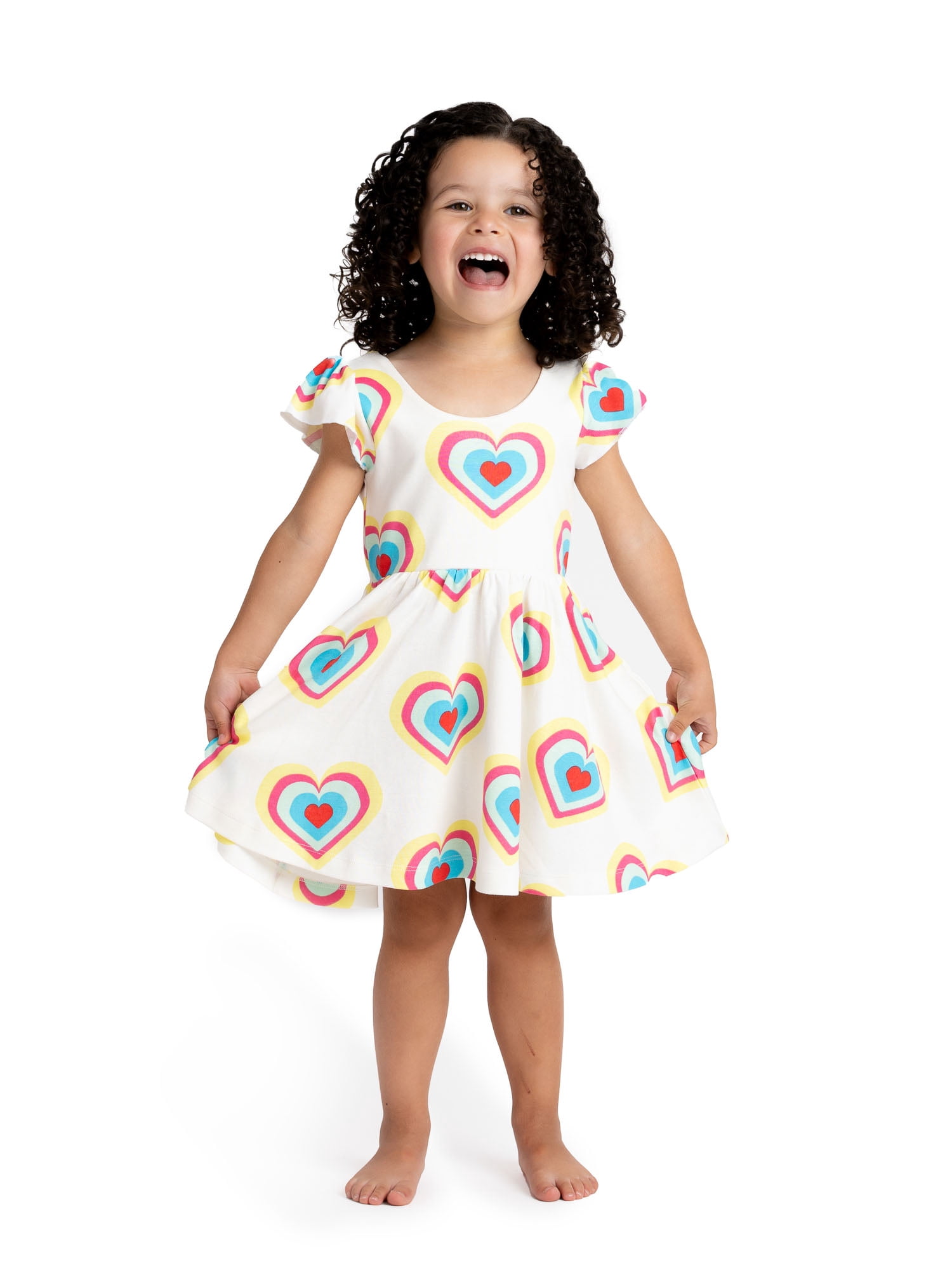 Paris Hilton x Monica + Andy Organic Cotton Baby & Toddler Short Sleeve Let's Dance Dress, Sizes 12 Months-5T