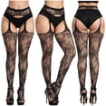 thumbnail image 2 of DPTALR Pantalon pour Femmes Leggings en Dentelle Grande Taille Bas Résille Bas en Filet, 2 of 3