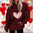thumbnail image 2 of fatyb Women's Heart Printed Hoodies Drawstring Long Sleeve Sweatshirts Loose Pullover Tops with Pockets, 2 of 5