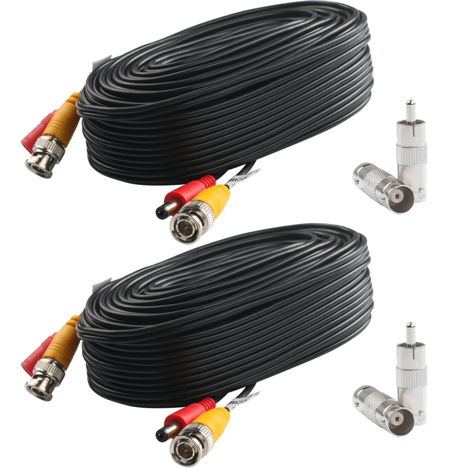 BNC Female and BNC to RCA SHD 2Pack 50Feet BNC Vedio Power Cable Pre-Made Al-in-One Camera Video BNC Cable Wire Cord for Surveillance CCTV Security System with Connectors