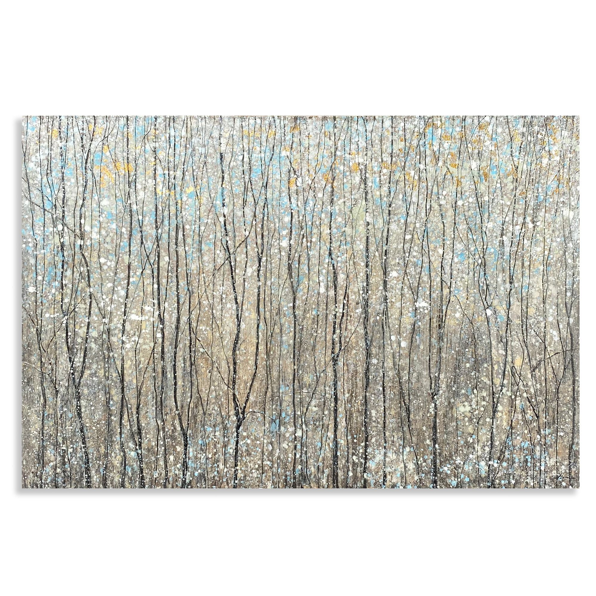 Yihui Arts Abstract Brown Black Tree Forest Canvas Wall Art with Gold ...