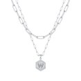 thumbnail image 1 of Kcodviy 26 Collier Hexagone initial Long Collier de Perles Bijoux pour Femmes Colliers pour Bijoux pour Femmes Collier Femme A Z 26 Colliers pour Femmes Alphabet initial Colliers Argentés pour Femmes, 1 of 4