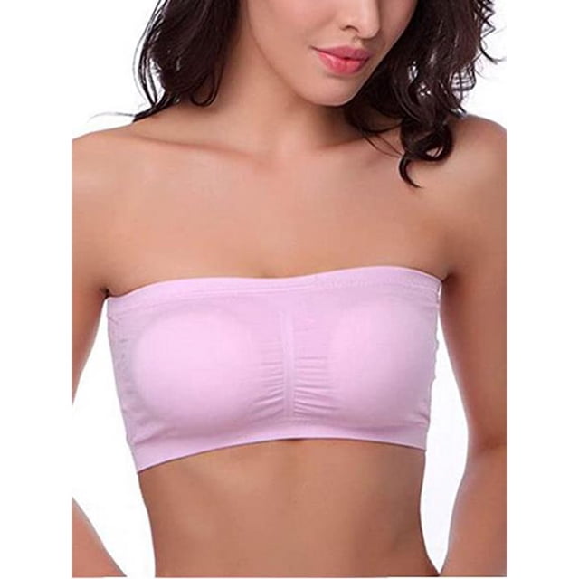 MesaSe Double Layers Plus Size Strapless Bra Bandeau Tube Removable Padded Top Stretchy