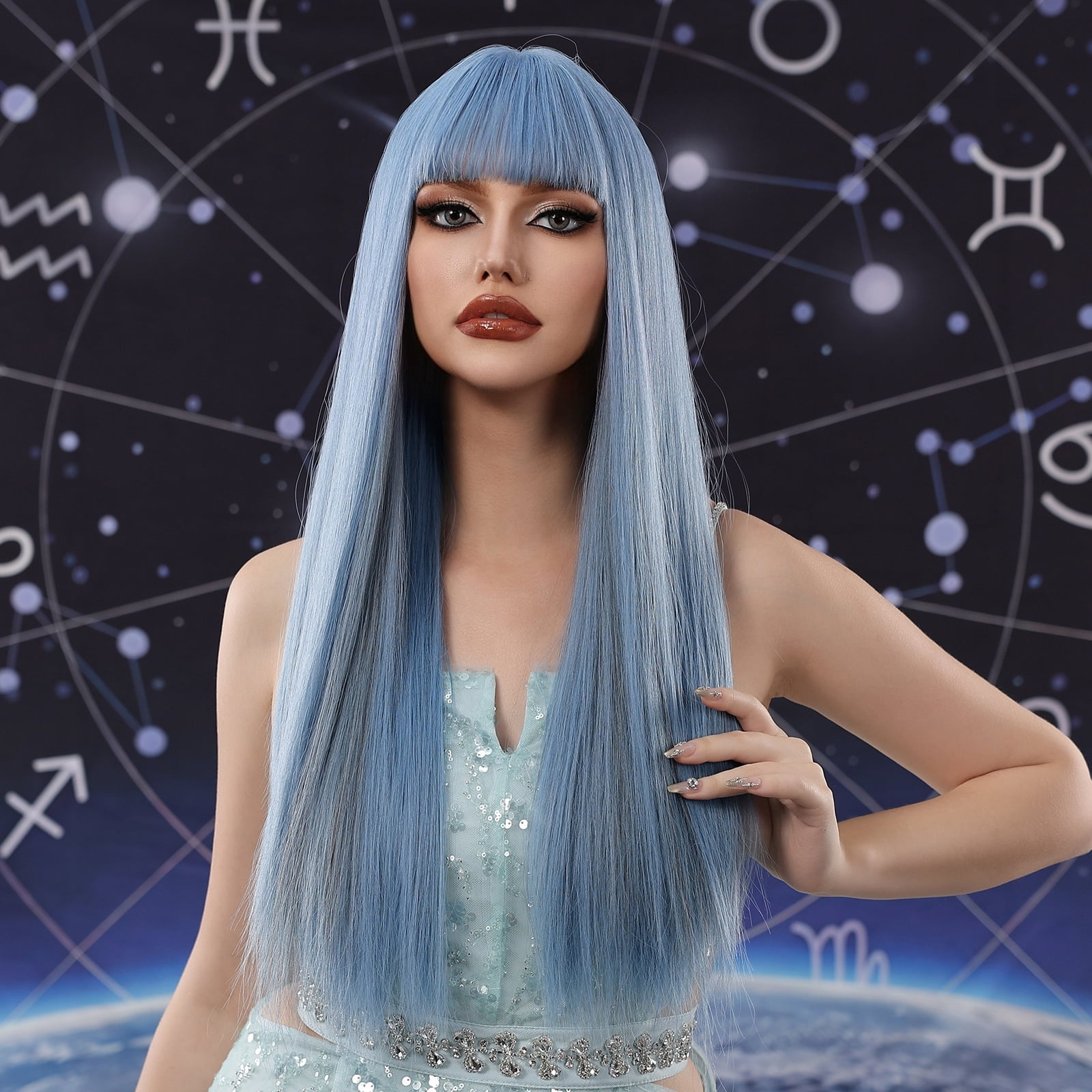 Blue wig natural sale