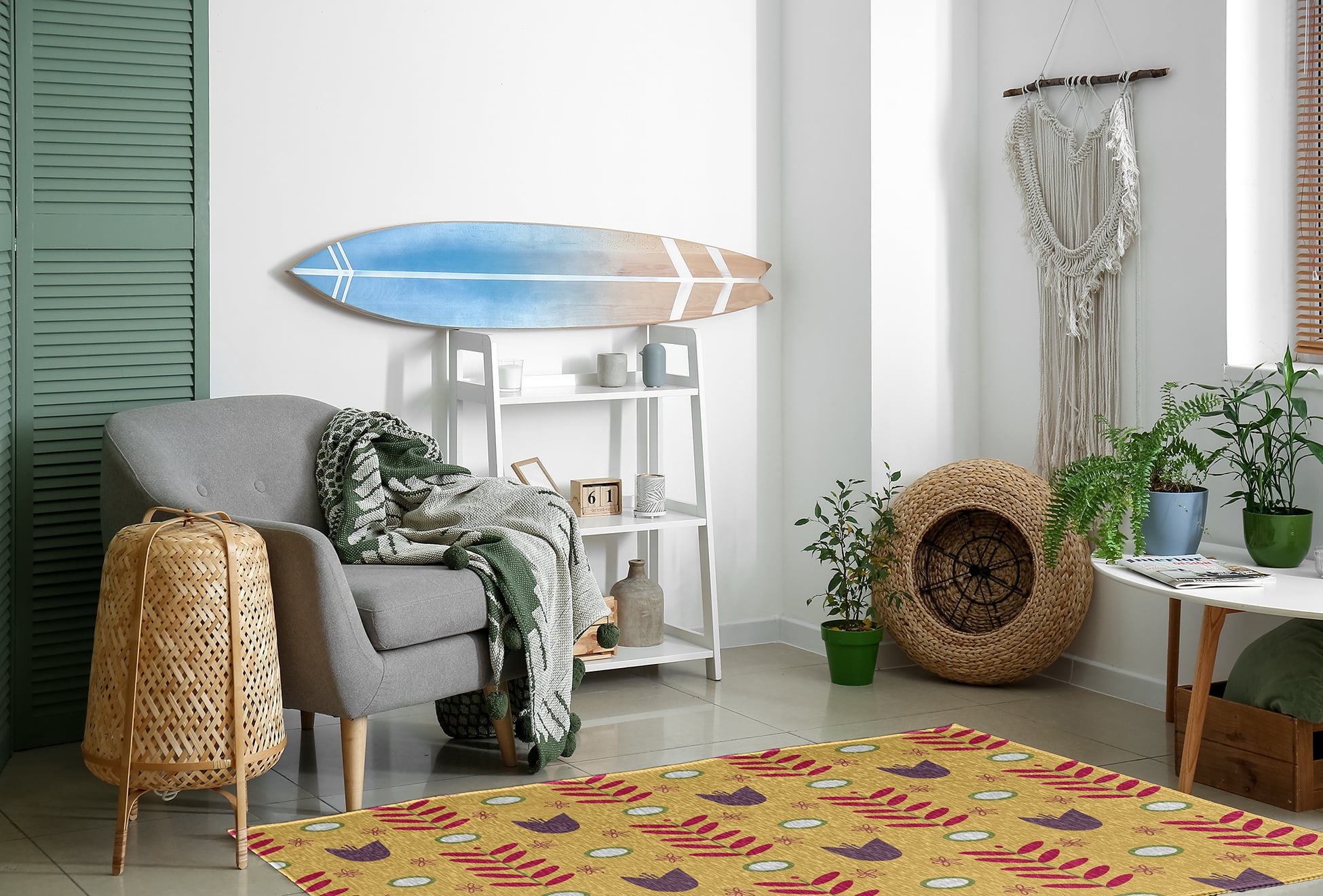4' x 6' Simply Daisy Spring Garden Scandinavian Chenille Area Rug, Daffodil Yellow