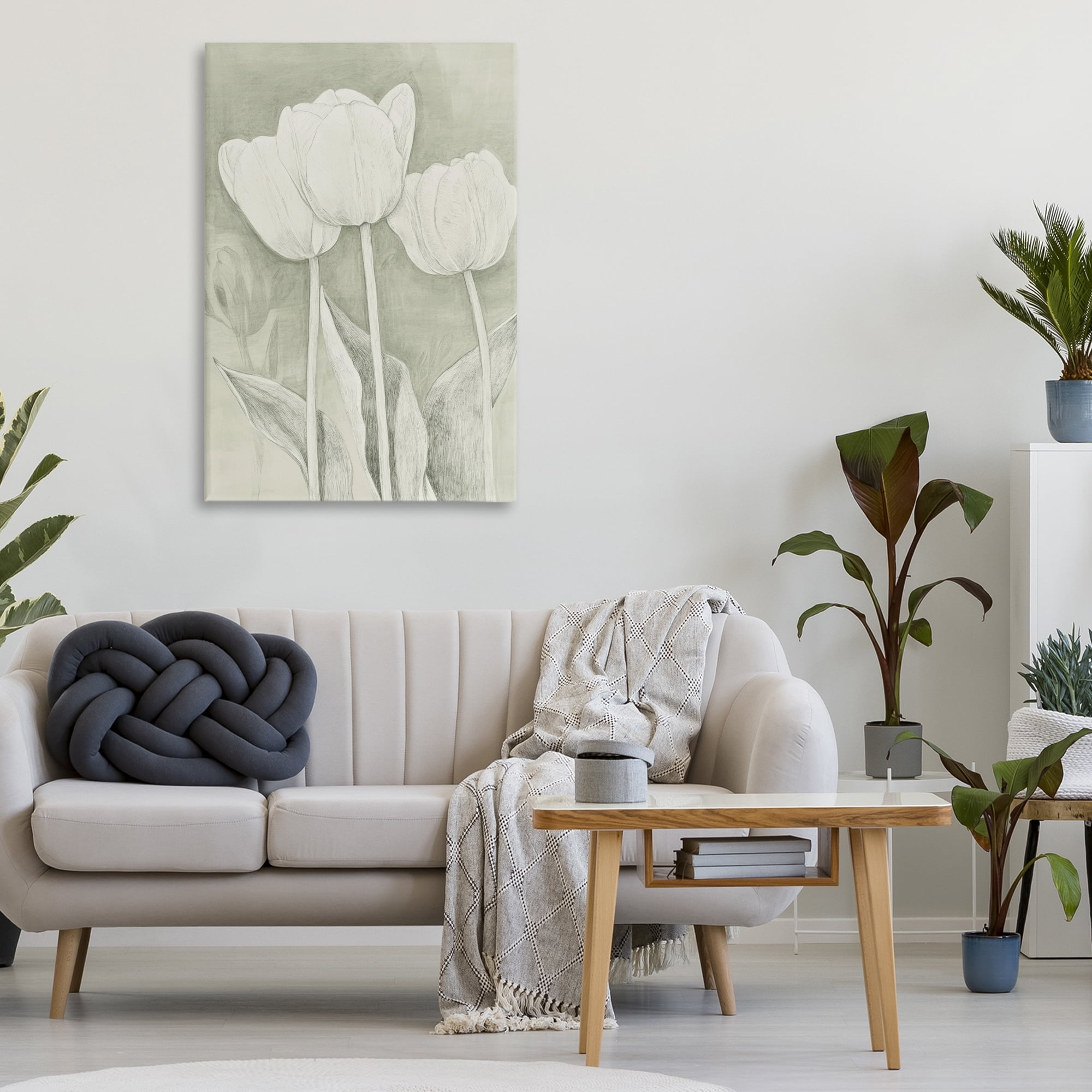 Stupell Industries Faded Tulips Pencil Sketch Canvas Wall Art, design by Petal Prints Design