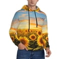 thumbnail image 2 of Pofeuu Beautiful Golden Sunflower Field Print Mens Casual Hooded Collar Drawstring Hoodies Pullover Sweatshirts Casual Long Sleeve Shirts-4X-Large, 2 of 7
