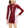 thumbnail image 1 of Maillot de Bain pour Enfants, Maillot de Bain une Pièce à Manches Longues pour Filles, Combinaison d'Entraînement pour Enfants, Robe de Bain Modeste pour Piscine, Plage, Leçons de Natation, 1 of 7