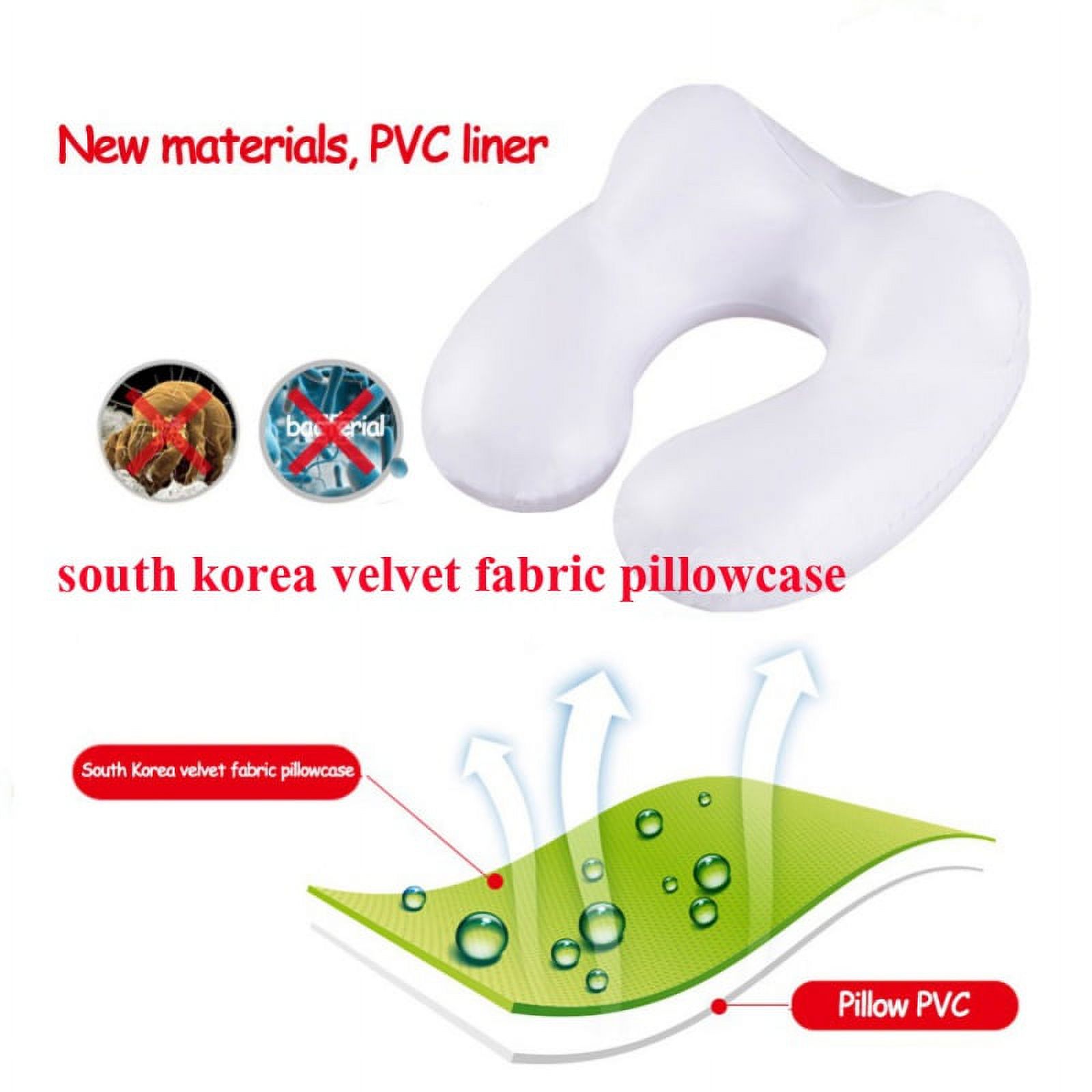 Inflatable Soft Velvet Travel Neck Pillow Set, U Shape, Neck Support for Cars, Airplanes Camping - image 4 of 5