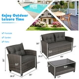 Gymax 4-Piece Rattan Patio Conversation Set Cushioned Outdoor Furniture ...
