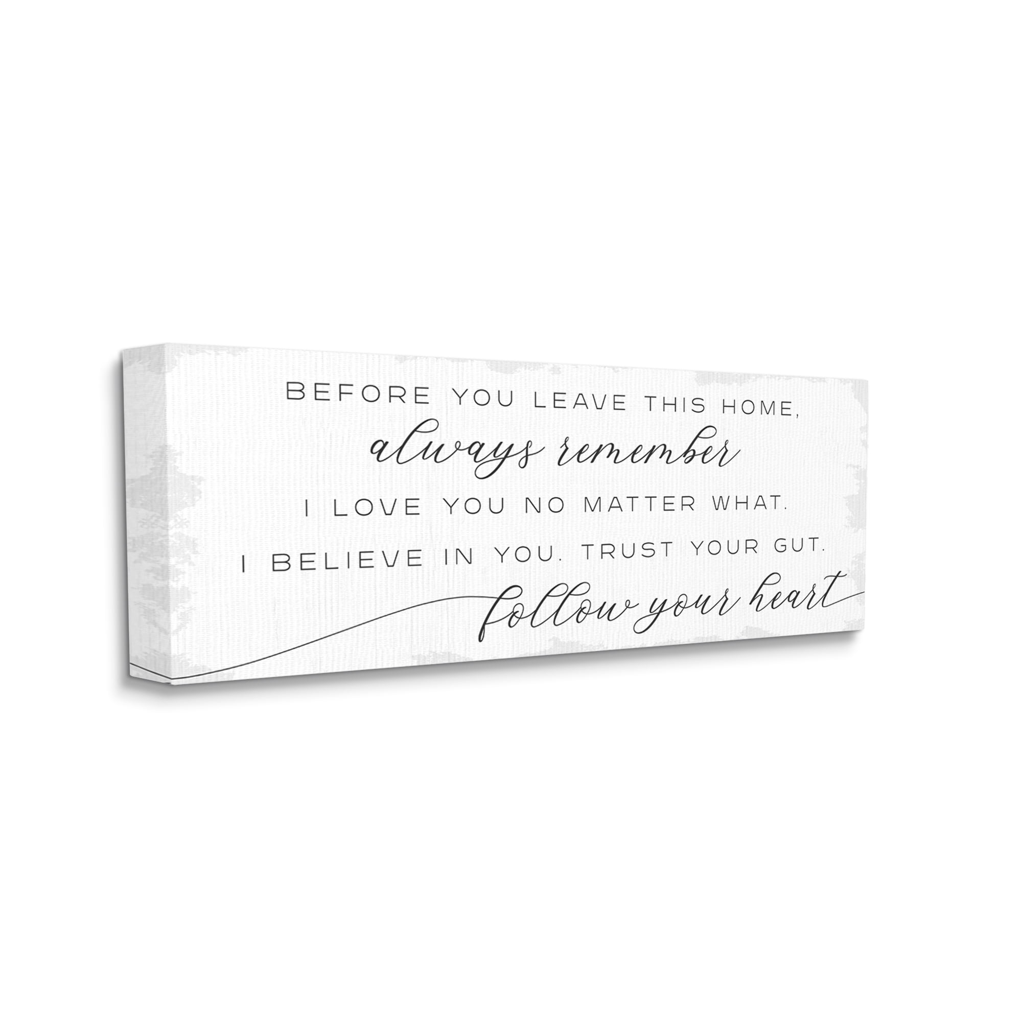 Stupell Industries Trust Your Gut Follow Heart Motivational Family Phrase, 40 x 17, Design by Daphne Polselli