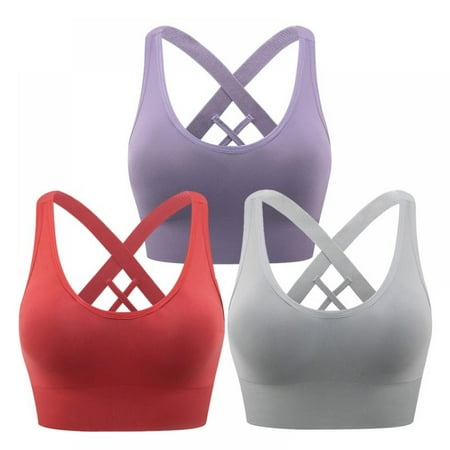 

3 Pack Women Backless Seamless Sports Bra One-piece Wirefree Running Bra Fitness Yoga Sports Bralettes Underwear