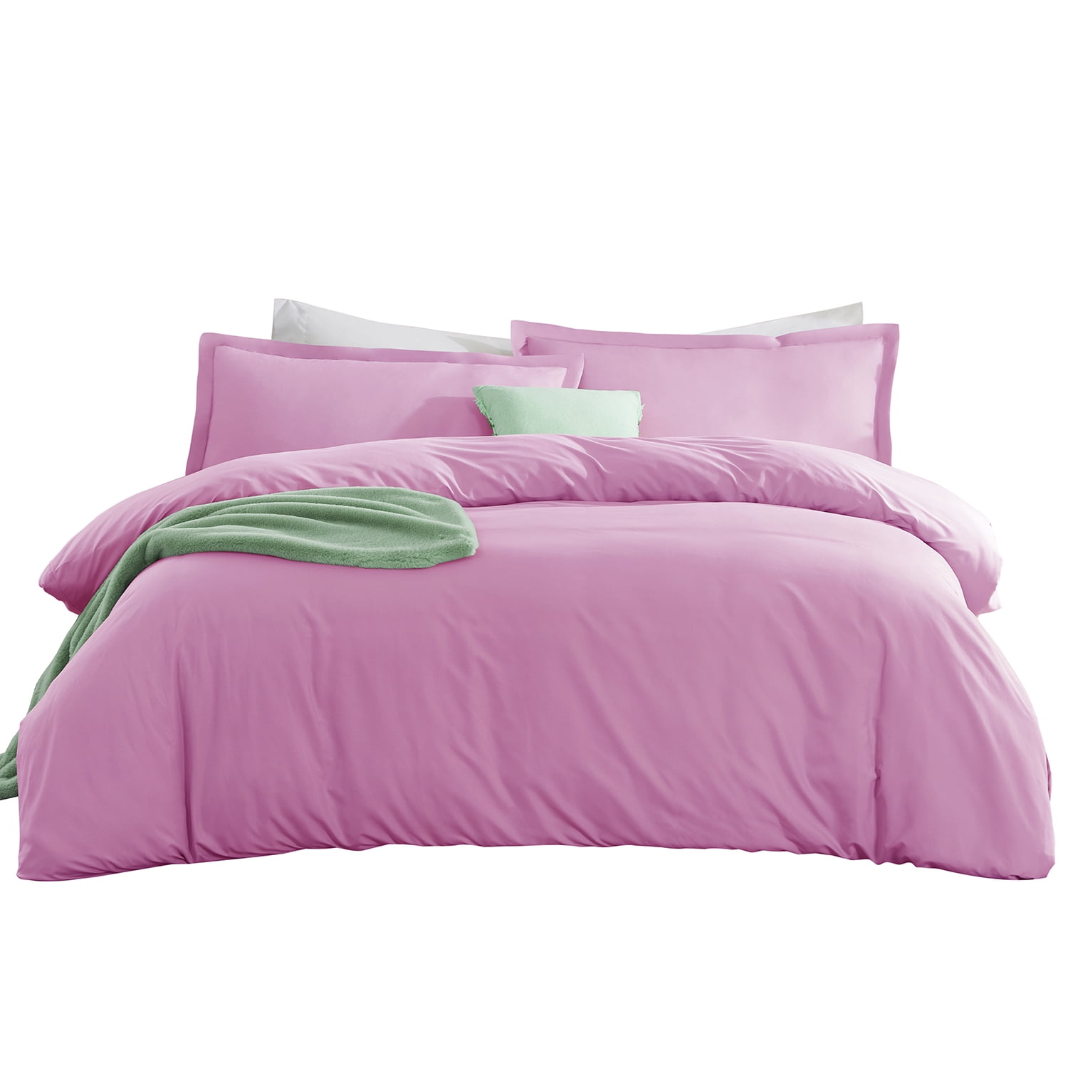 LammaLoe Duvet Cover King 3 Piece, Luxury Microfiber Bedding Sets with 2 Pillow Shams, Light Pink