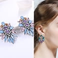 thumbnail image 4 of NUZYZ Women Fashion Exaggerated Faux Crystal Rhinestone Ear Stud Earrings Jewelry Light Blue, 4 of 7