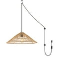 thumbnail image 3 of JONATHAN Y Nova 20.25" 1-Light Farmhouse Coastal Rattan 180" Cord Plug-In or Hardwired LED Pendant, Brown, 3 of 10