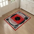 thumbnail image 3 of ODIKA 3'x5' Washable Throw Rug Stain Resistant, Low Profile, Non-Slip Disc Cd Vinyl Record Vintage Turntable Concentric Ring Border for Entryway, Kitchen, Mudroom, 3 of 7