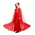 thumbnail image 5 of Red Tulle Cape, Women Tulle Hooded Cape Adult Full Length Sheer Cape Vampire Elf Robe Veil Clothing Cloak, 5 of 7