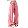 thumbnail image 4 of Dresfit Baggy Sweatpants Women Wide Leg Barrel Sweat Pants Winter Fall Drawstring Elastic Waist Trousers Solid Color Lightweight Workout Joggers M, 4 of 8