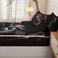 thumbnail image 5 of Manfei Gothic Dragon Animals Zipper Full Size Comforter Sets with Fitted Sheet and 2 Pillowcases,Vintage Rose Flowers Zipper Bedding Set,Red Black,Black Reversible,4pcs, 5 of 8