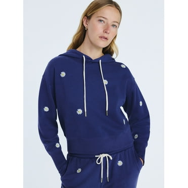Free Assembly Women’s and Women’s Plus Cropped Embroidered Pullover Hoodie Sweatshirt, Sizes XS-4X