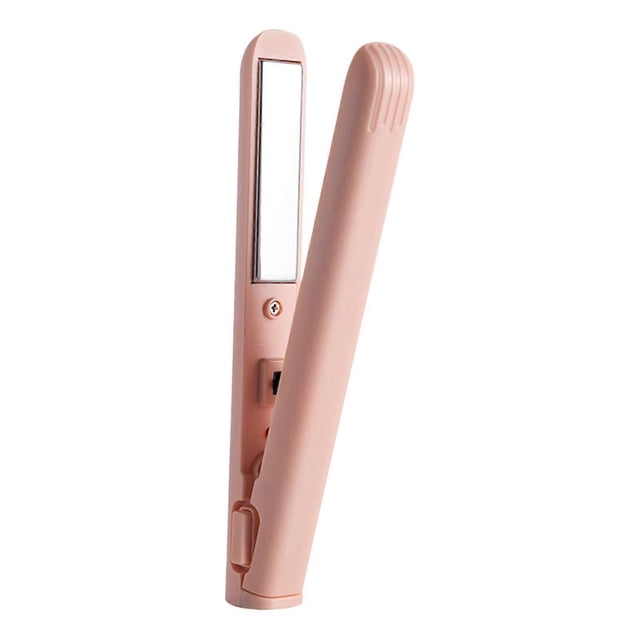 Plancha y rizador de pelo 2 en 1 con placas calefactoras de cerámica, temperatura ajustable, color rosa.