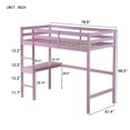 thumbnail image 2 of Harper & Bright Designs Twin Size Loft Bed with Built-in Desk, Wooden High Loft Bed with Ladder and Guardrails, Pink, 2 of 10