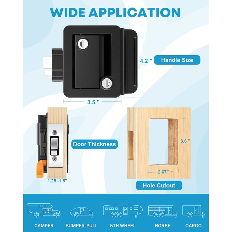 Kohree RV Door Lock with Deadbolt, Zinc Alloy photo 5