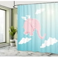 thumbnail image 5 of Ambesonne Cartoon Shower Curtain, Pink Happiness, 69"Wx70"L, Pale Pink Pale Blue, 5 of 5