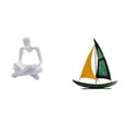 thumbnail image 1 of Figura de pensador abstracto,Estatua de pensador abstracto,decoración para el hogar,Figura humana decorativa para oficina,coleccionable,Figura de velero,Escultura de velero de hierro para, 1 of 8