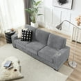 thumbnail image 4 of 83.86" Large Sofa with Extra Deep Seats,Comfy Corduroy Couch with Cupholders,3 Seater Sofa for Living Room,Bedroom,Office,Gray+Corduroy, 4 of 11