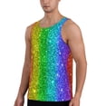 thumbnail image 2 of Easygdp Glitter Rainbow Men's Tank Top, Sleeveless Muscle T Shirts, Breathable, Quick-Dry, Loose for Gym, Running, Fitness - Medium, 2 of 9