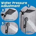 thumbnail image 2 of Tête de Douche, 8rain Douche Tête avec Combinaison de Pulvérisation à Main avec 11 '' Angle Réglable Bras d'Extension / Régulateur de Débit / Système de Douche, Haute Pression Pluie Pomme de Douche Salle de Bain Propre, Noir Mat, 2 of 5
