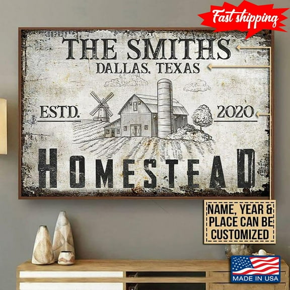 Vintage Customized Name Year & Place Homestead 11 x 17 Inch Poster