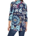 thumbnail image 7 of ZXSXSY Women Floral Print 3/4 Sleeve Buttons Pleated Front Blouse, 7 of 7