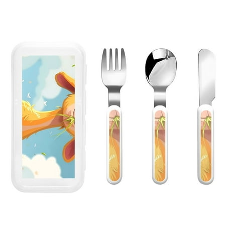 

Salouo Happy Goat In Meadow Pattern 3 Pieces Toddler Utensils Kids Silverware Set Stainless Steel Utensils for Kids Children Safe Spoons Forks & Knife Dishwasher Safe